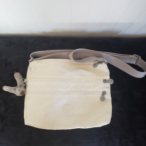 Kipling Womens Bag Davina White Gray Wide Strap Adjustable Nylon 12.5 x 10 - Picture 13 of 13